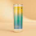 Tall aluminum can with yellow-to-teal gradient label reading "hivo" and "organic pineapple coconut social tonic," 12 fl oz.